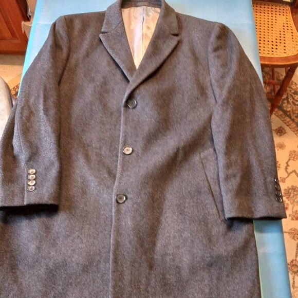 Wool Clavin Klein Men's 46R Three Button Front Top Coat - Picture 1 of 10